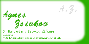 agnes zsivkov business card